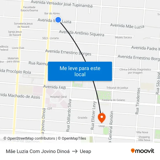 Mãe Luzia Com Jovino Dinoá to Ueap map