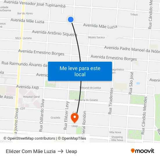 Eliézer Com Mãe Luzia to Ueap map