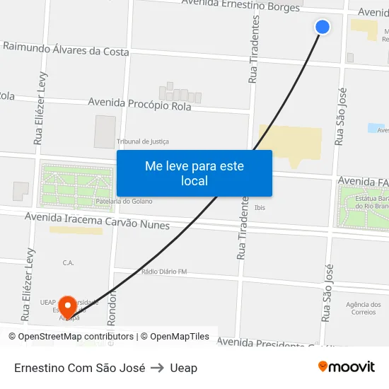 Ernestino Com São José to Ueap map