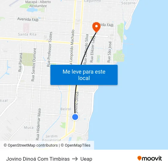 Jovino Dinoá Com Timbiras to Ueap map