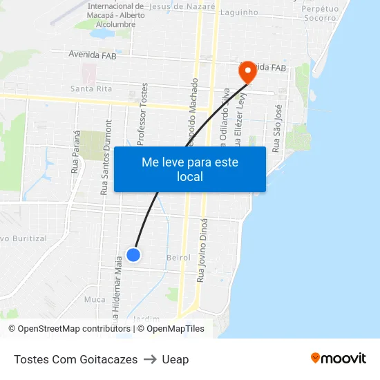 Tostes Com Goitacazes to Ueap map