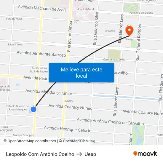 Leopoldo Com Antônio Coelho to Ueap map