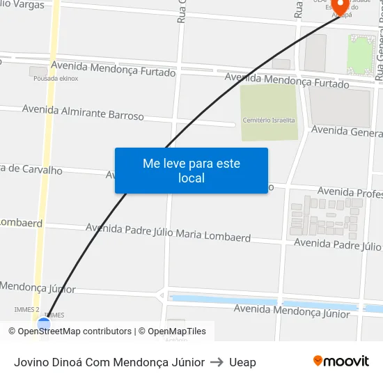 Jovino Dinoá Com Mendonça Júnior to Ueap map