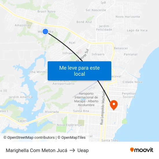 Marighella Com Meton Jucá to Ueap map