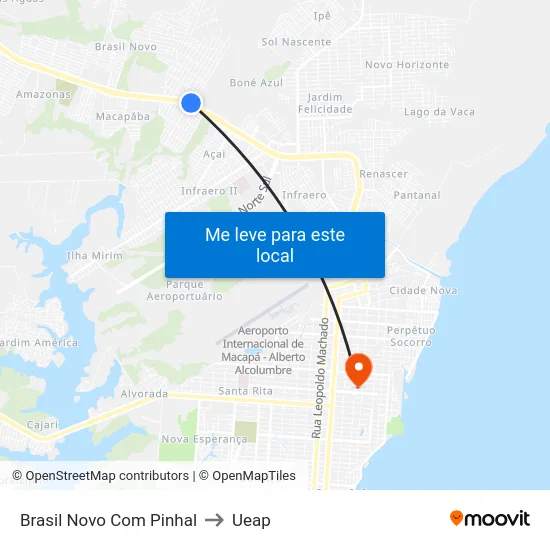 Brasil Novo Com Pinhal to Ueap map