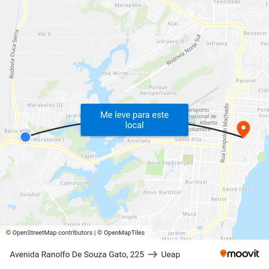 Avenida Ranolfo De Souza Gato, 225 to Ueap map