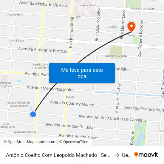 Antônio Coelho Com Leopoldo Machado | Sentido Leste to Ueap map