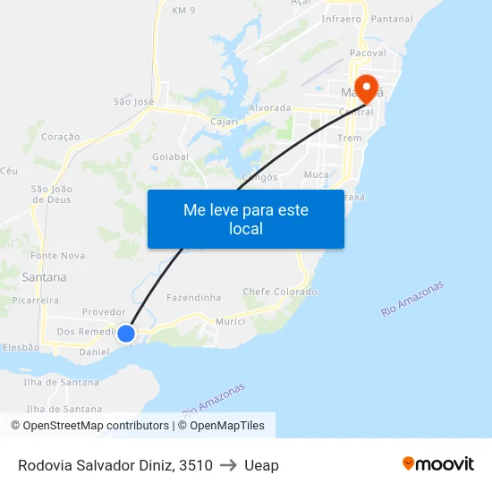 Rodovia Salvador Diniz, 3510 to Ueap map