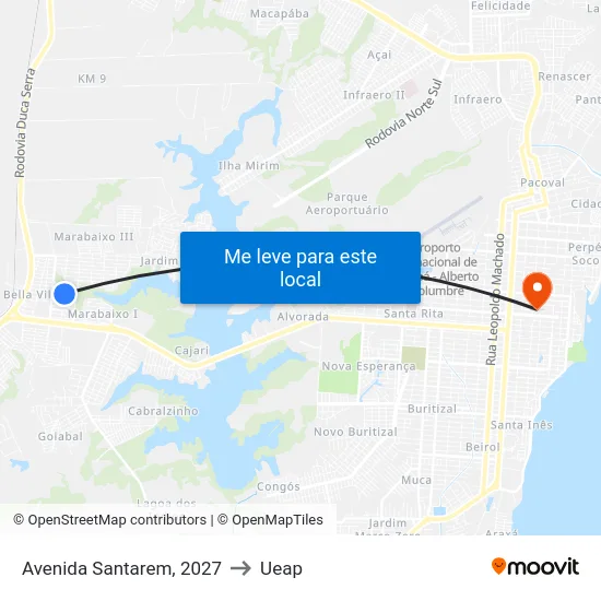 Avenida Santarem, 2027 to Ueap map