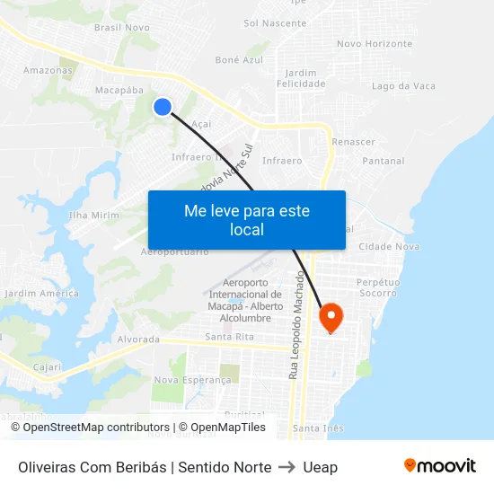 Oliveiras Com Beribás | Sentido Norte to Ueap map
