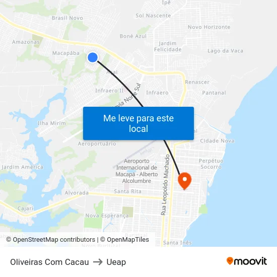 Oliveiras Com Cacau to Ueap map