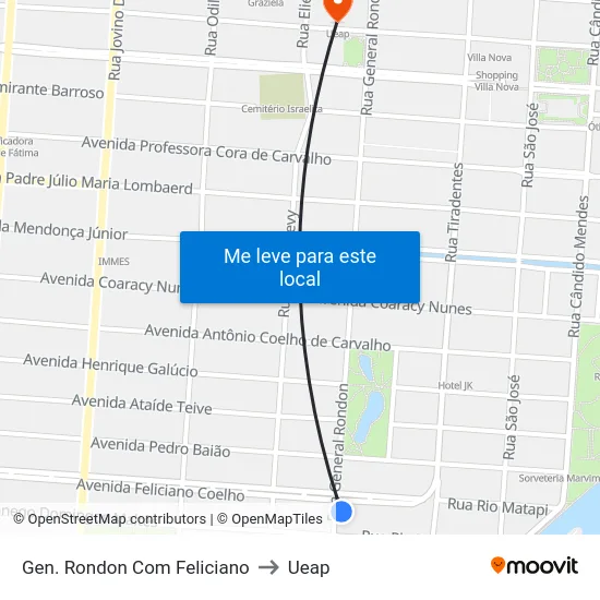 Gen. Rondon Com Feliciano to Ueap map