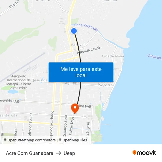 Acre Com Guanabara to Ueap map
