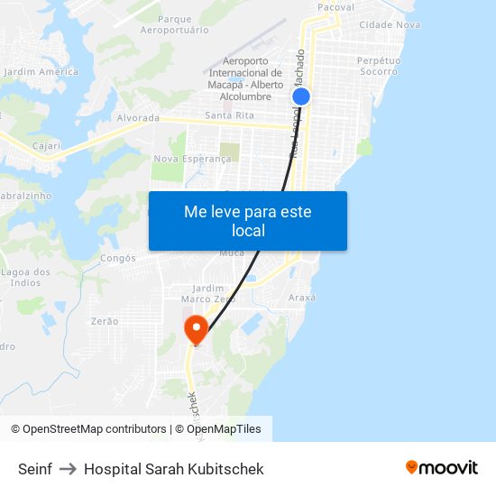 Seinf to Hospital Sarah Kubitschek map