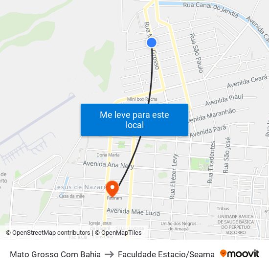 Mato Grosso Com Bahia to Faculdade Estacio/Seama map