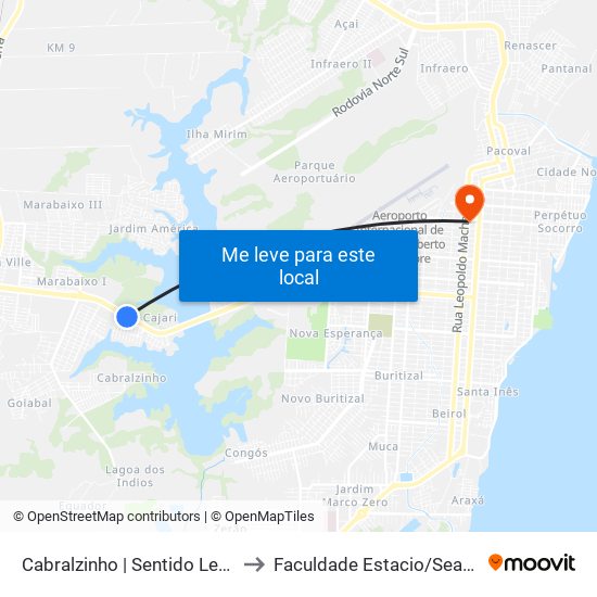 Cabralzinho | Sentido Leste to Faculdade Estacio/Seama map
