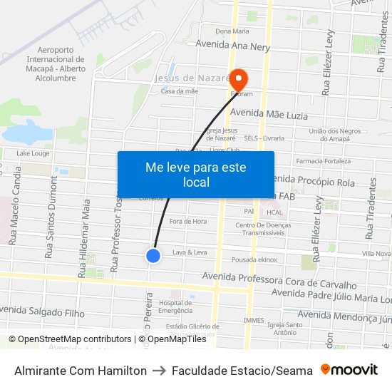 Almirante Com Hamilton to Faculdade Estacio/Seama map