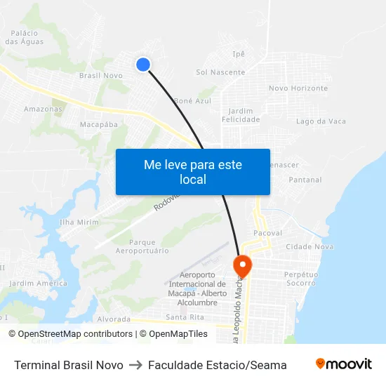 Terminal Brasil Novo to Faculdade Estacio/Seama map