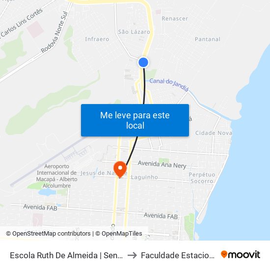 Escola Ruth De Almeida | Sentido Norte to Faculdade Estacio/Seama map