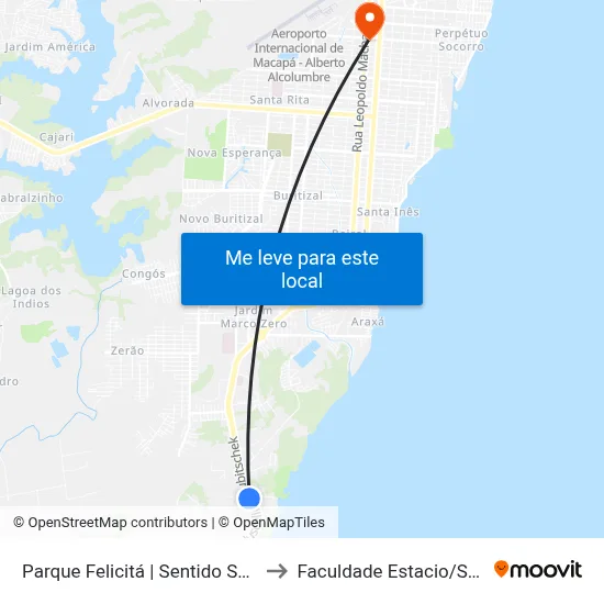 Parque Felicitá | Sentido Santana to Faculdade Estacio/Seama map