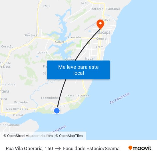 Rua Vila Operária, 160 to Faculdade Estacio/Seama map