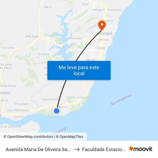 Avenida Maria De Oliveira Santana, 316 to Faculdade Estacio/Seama map