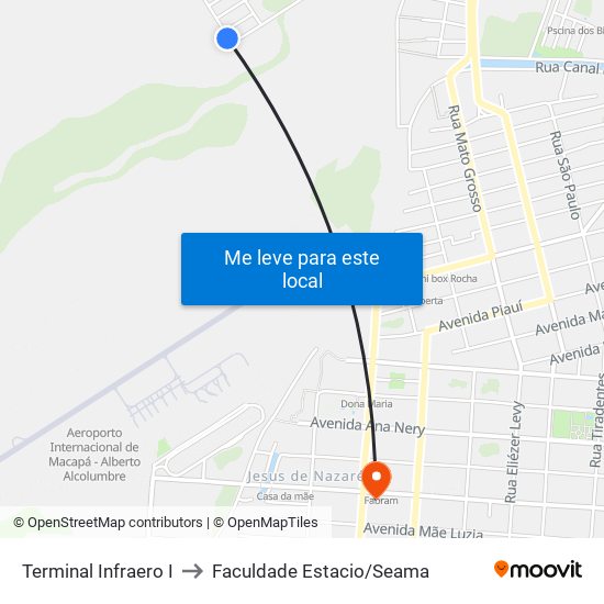 Terminal Infraero I to Faculdade Estacio/Seama map