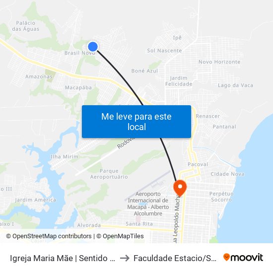 Igreja Maria Mãe | Sentido Oeste to Faculdade Estacio/Seama map