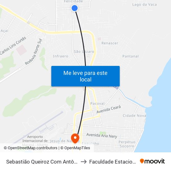 Sebastião Queiroz Com Antônio Osmar to Faculdade Estacio/Seama map