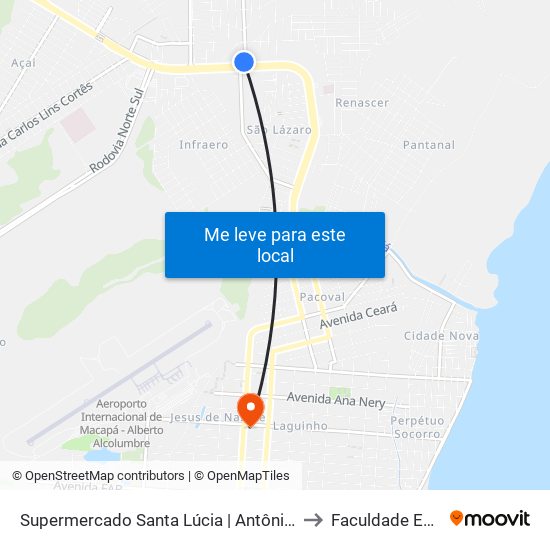Supermercado Santa Lúcia | Antônio Osmar Com Tancredo Neves to Faculdade Estacio/Seama map