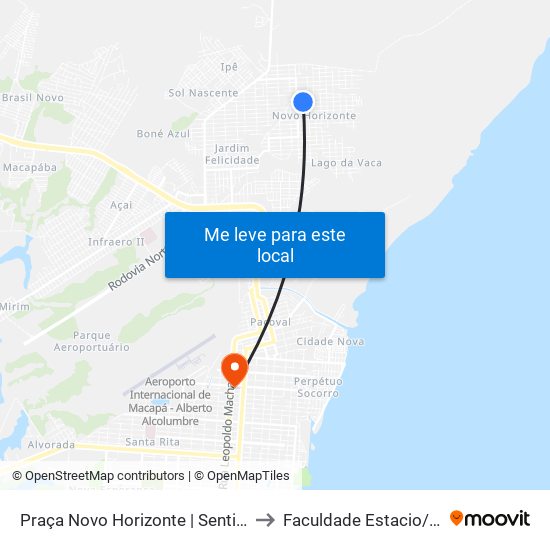 Praça Novo Horizonte | Sentido Oeste to Faculdade Estacio/Seama map