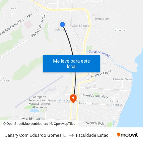 Janary Com Eduardo Gomes | Sentido Sul to Faculdade Estacio/Seama map