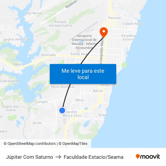 Júpiter Com Saturno to Faculdade Estacio/Seama map
