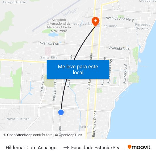 Hildemar Com Anhanguera to Faculdade Estacio/Seama map