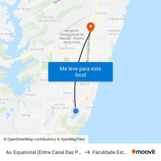 Av. Equatorial (Entre Canal Das Pedrinhas E Redenção) to Faculdade Estacio/Seama map