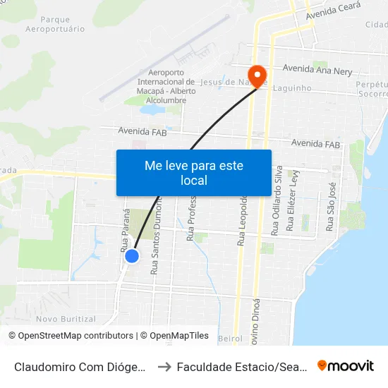 Claudomiro Com Diógenes to Faculdade Estacio/Seama map