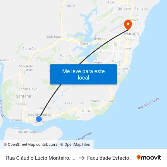 Rua Cláudio Lúcio Monteiro, 2203-2227 to Faculdade Estacio/Seama map