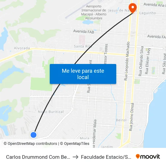 Carlos Drummond Com Ben-Hur to Faculdade Estacio/Seama map