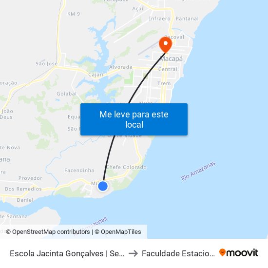 Escola Jacinta Gonçalves | Sentido Norte to Faculdade Estacio/Seama map