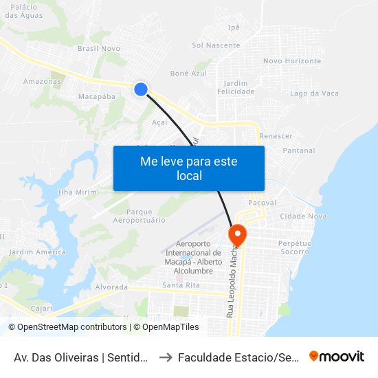 Av. Das Oliveiras | Sentido Sul to Faculdade Estacio/Seama map