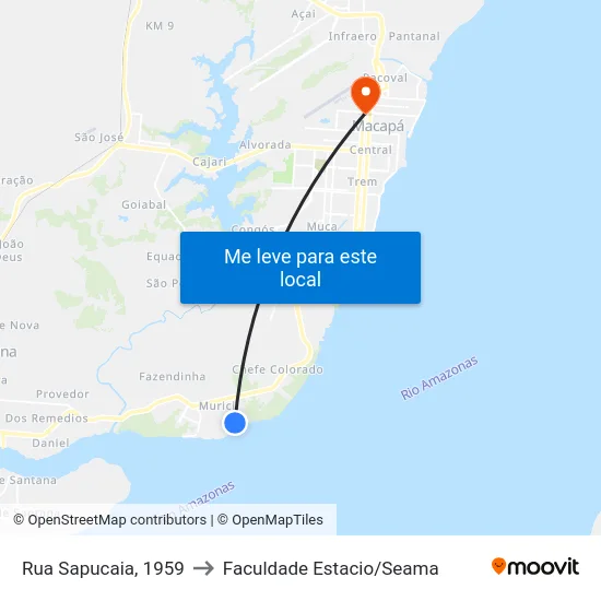 Rua Sapucaia, 1959 to Faculdade Estacio/Seama map