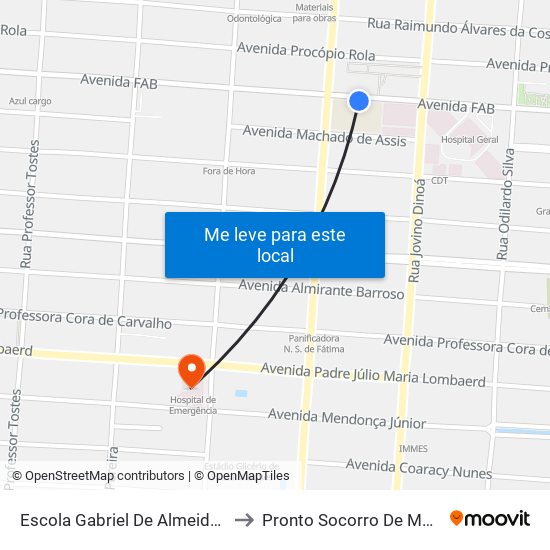 Escola Gabriel De Almeida Café to Pronto Socorro De Macapá map