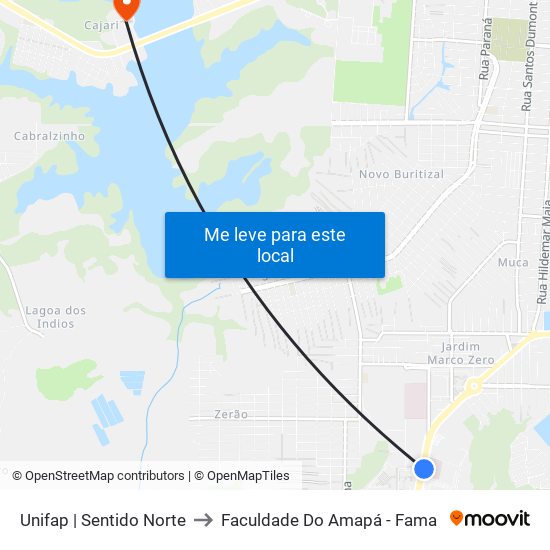 Unifap | Sentido Norte to Faculdade Do Amapá - Fama map