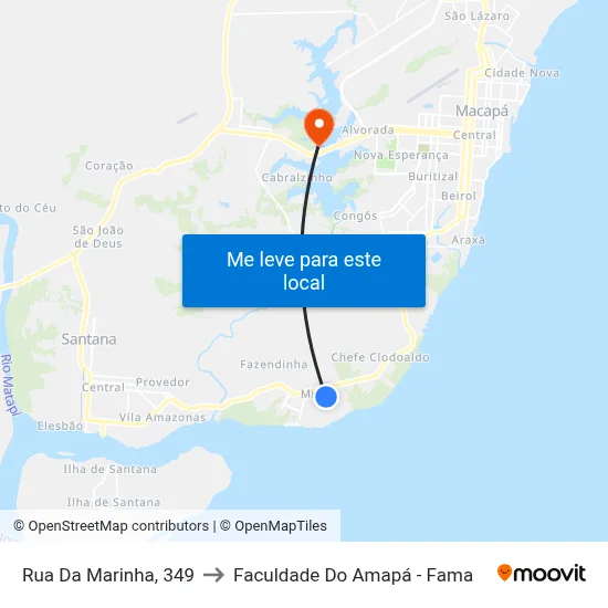 Rua Da Marinha, 349 to Faculdade Do Amapá - Fama map
