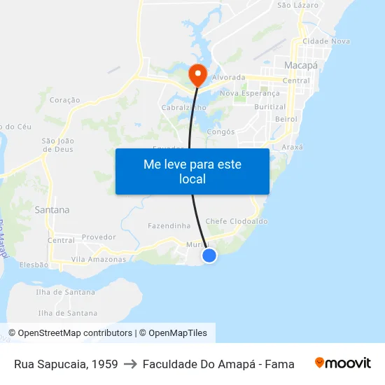 Rua Sapucaia, 1959 to Faculdade Do Amapá - Fama map