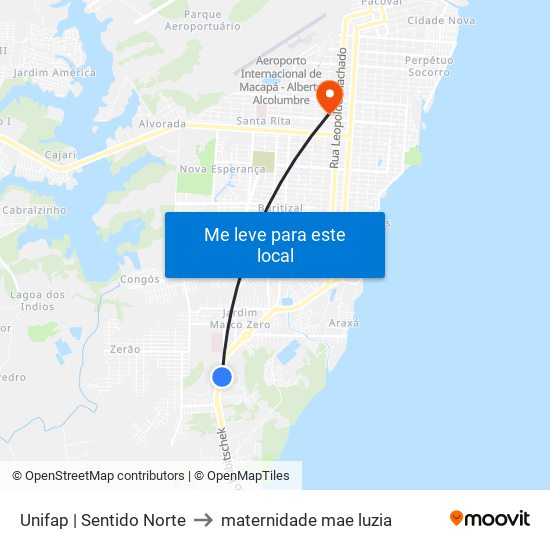 Unifap | Sentido Norte to maternidade mae luzia map