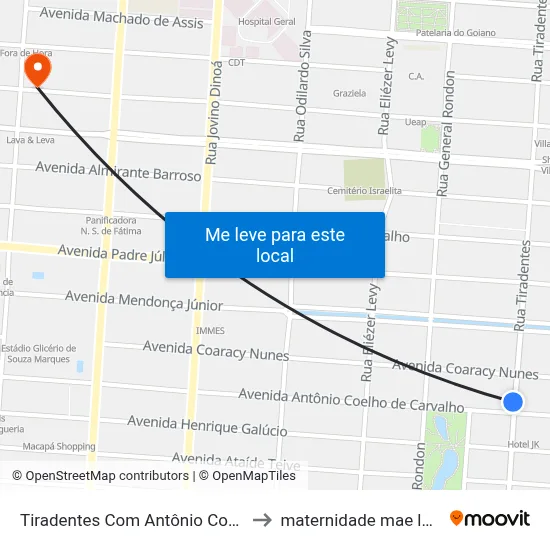 Tiradentes Com Antônio Coelho to maternidade mae luzia map