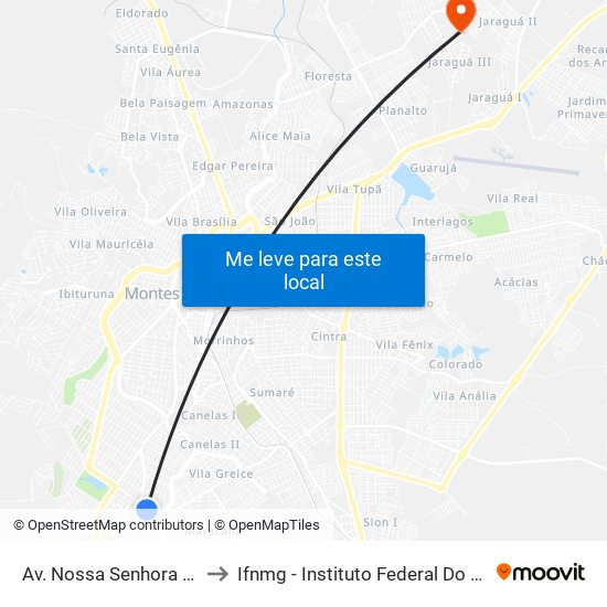 Av. Nossa Senhora De Fátima, 2268 to Ifnmg - Instituto Federal Do Norte De Minas Gerais map