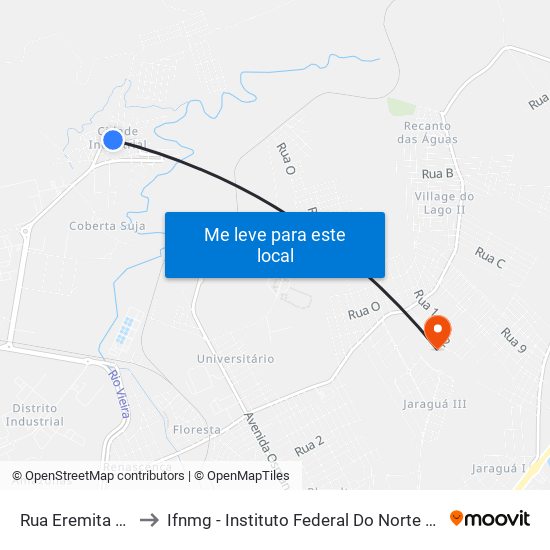 Rua Eremita Dias, 63 to Ifnmg - Instituto Federal Do Norte De Minas Gerais map