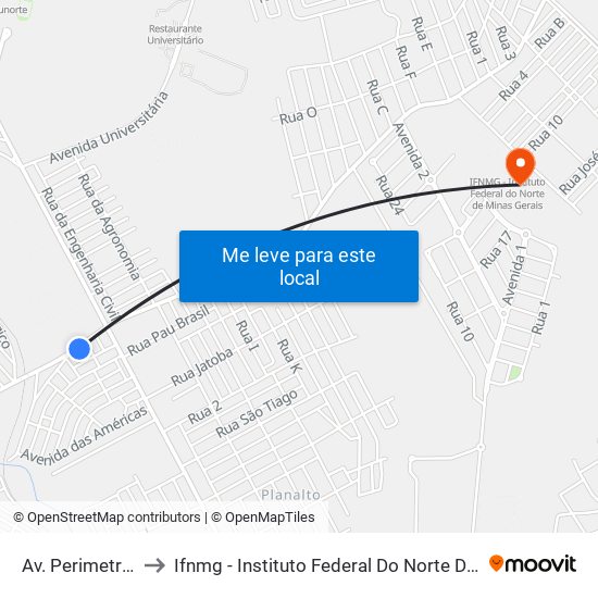 Av. Perimetral, 272 to Ifnmg - Instituto Federal Do Norte De Minas Gerais map